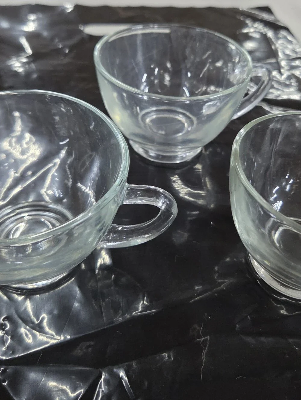 Vintage Anchor Hocking Clear Glass Punch Cups Coffee Tea Set of 3 Mid Century